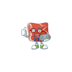Talented beef gamer mascot design using controller