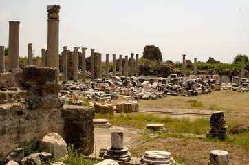 old city ancient ruins in side turkey