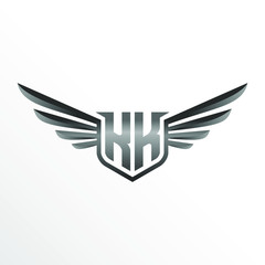 Initial Letter KK with Wings