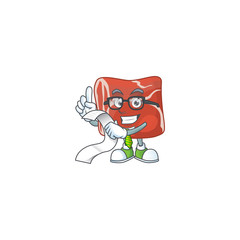 cartoon character of beef holding menu on his hand