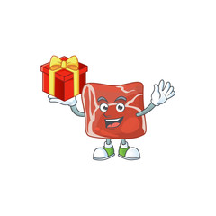 A mascot design style of beef showing crazy face