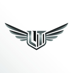 Initial Letter LT with Wings