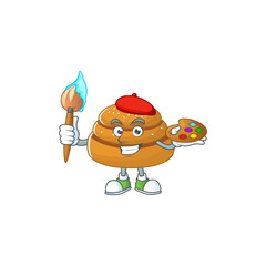 An artistic kanelbulle artist cartoon design using a brush