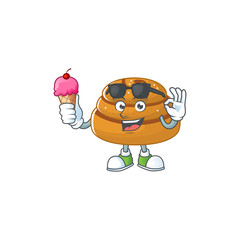 cartoon character of kanelbulle enjoying an ice cream