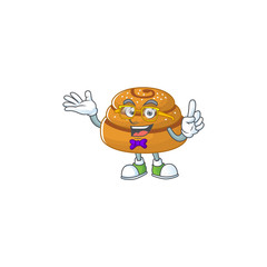 Super Funny kanelbulle in nerd mascot design style