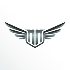 Initial Letter MM with Wings