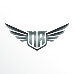 Initial Letter MR with Wings