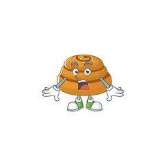 A mascot design of kanelbulle making a surprised gesture