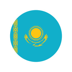 kazakhstan flag in glossy round button of icon. flag logo of kazakhstan emblem isolated on white background, kazakhstan national concept sign, Vector illustration