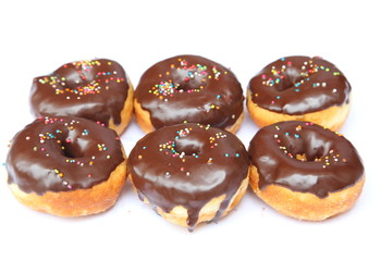 Delicious Donut with Sprinkles Isolated on White Background