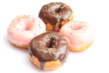 Delicious Donut with Sprinkles Isolated on White Background