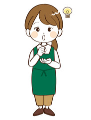 女性、店員、閃く
