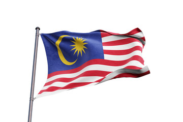 Malaysia flag waving on white background, close up, isolated – 3D Illustration