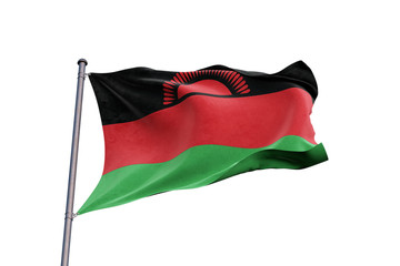 Fototapeta na wymiar Malawi flag waving on white background, close up, isolated – 3D Illustration