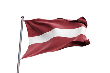 Latvia flag waving on white background, close up, isolated – 3D Illustration
