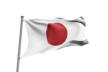 Japan flag waving on white background, close up, isolated – 3D Illustration
