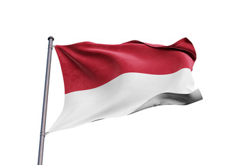 Fototapeta na wymiar Indonesia flag waving on white background, close up, isolated – 3D Illustration