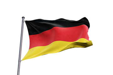 Germany flag waving on white background, close up, isolated – 3D Illustration