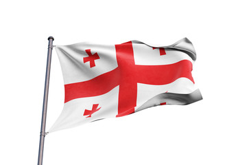 Georgia flag waving on white background, close up, isolated – 3D Illustration