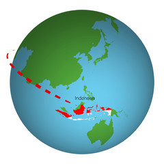 world map, outline of Indonesia in the color of the national flag