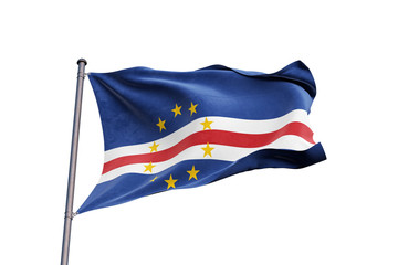 Cape Verde flag waving on white background, close up, isolated – 3D Illustration