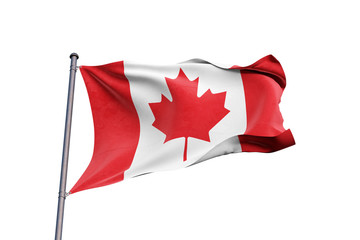 Canada flag waving on white background, close up, isolated – 3D Illustration