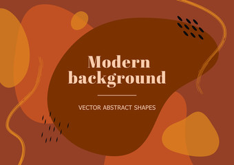 Modern stylish background with organic abstract shapes and line in terracotta colors. Contemporary template in bauhaus style. Burnt orange contemporary collage. Vector Illustration for branding design