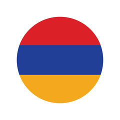Armenia flag in glossy round button of icon. flag logo of Armenia emblem isolated on white background, Armenia national concept sign, Vector illustration.