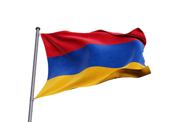 Armenia flag waving on white background, close up, isolated – 3D Illustration