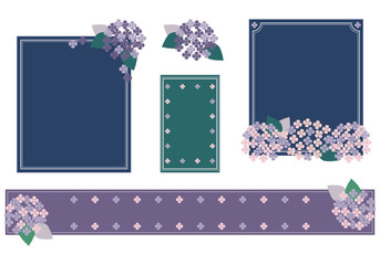 紫陽花リボンフレーム 飾り枠セット Wall Mural Wallpaper Murals きもまる