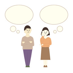 男女　吹き出し　悩む