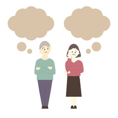 老夫婦　吹き出し　悩む