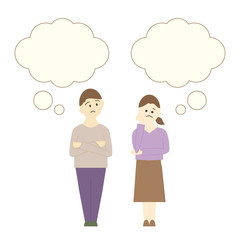 男女　吹き出し　悩む