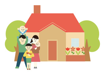 一軒家　家族　イラスト