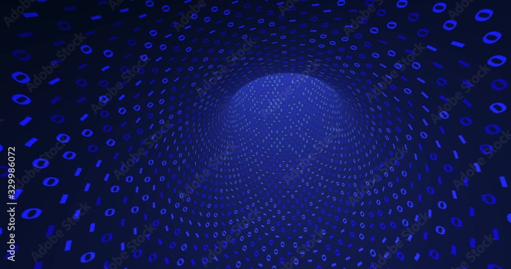 Aufkleber neon digital binary tunnel. background for network, big data, data center, digital event. 3d illustr