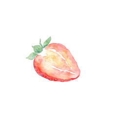 Watercolor strawberry isolated on white.