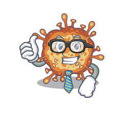 Retro virus corona Businessman cartoon character with glasses and tie