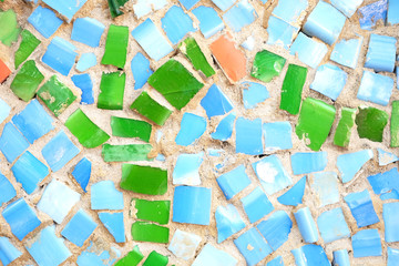 Green and blue mosaic background. Colorful mosaic design.