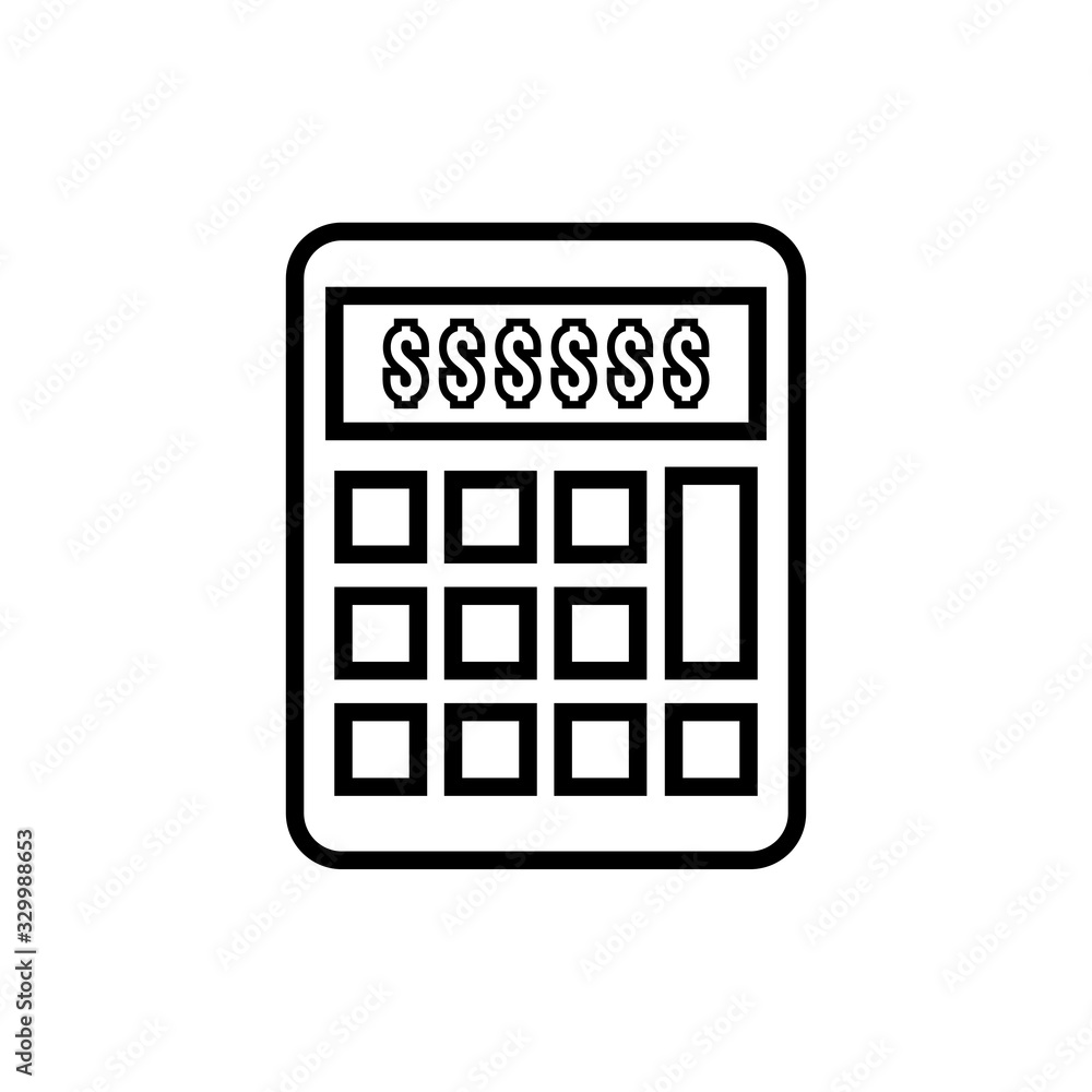 Poster calculator math device line style icon