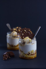 Two pieces of white cream with chocolate