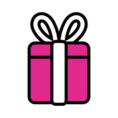 birthday gift box line and fill style