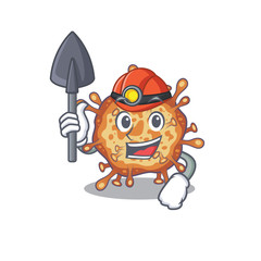 Cool miner worker of retro virus corona cartoon character design