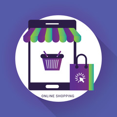 Online Shopping by smartphone concept