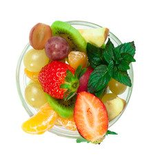 Fruit salad in a glass bowl