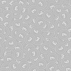 British pound silver coins seamless pattern. Styli
