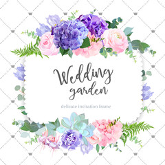 Square floral vector design frame.