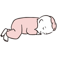 手描き1color　赤ちゃん　寝返り