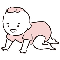 手描き1color　赤ちゃん　はいはい