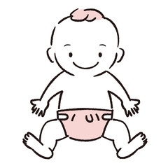 手描き1color　赤ちゃん　笑顔