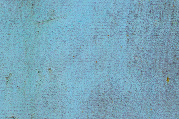 Naklejka premium Wall with layer of paint. French Pass color, shade of blue. Spot rust, defects, scratches.